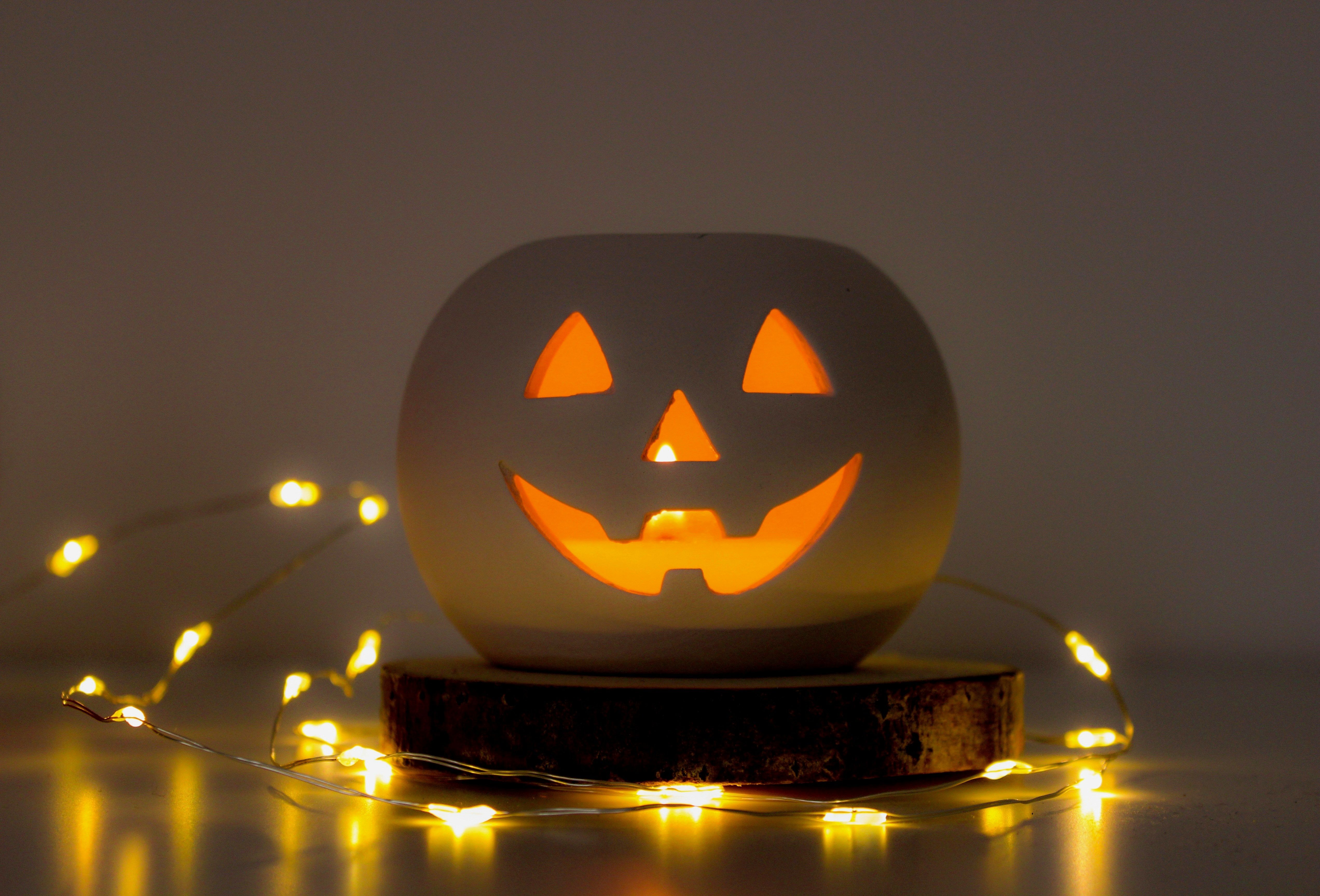 jack o lantern with lights